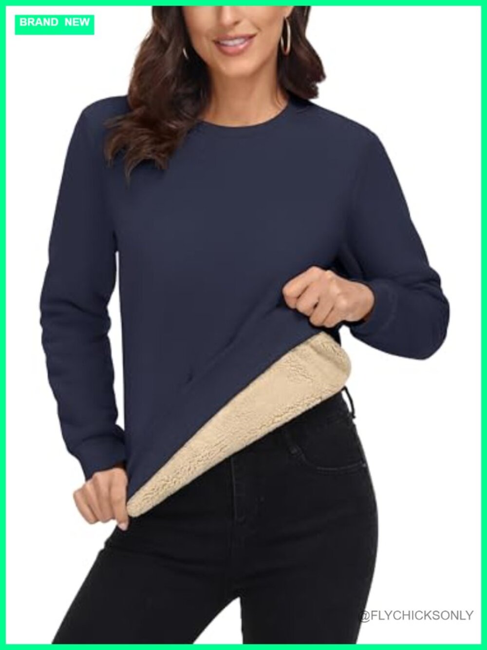 Sherpa Lined Fleece Pullover Sweatshirt Crew Neck Winter Warm Thick